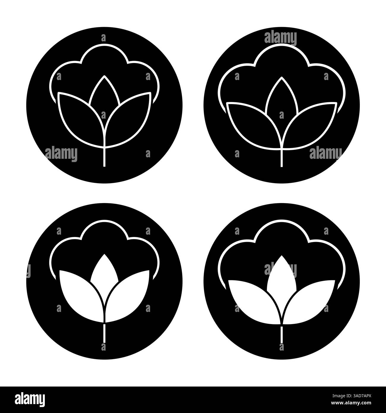 Satz von Baumwoll-Bio-Symbol, Kleidung Symbol natürliches Symbol, Web-Grafik-Vektor-Illustration. Stock Vektor