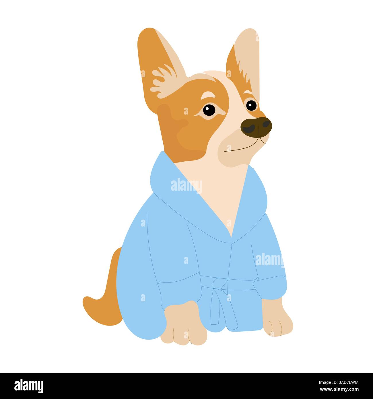 Corgi Hund im blauen Kleid isoliert, flaches Design, Cartoon Stock Vektor Corgi Hund im blauen Kleid isoliert, flaches Design, Cartoon Stock Vektor