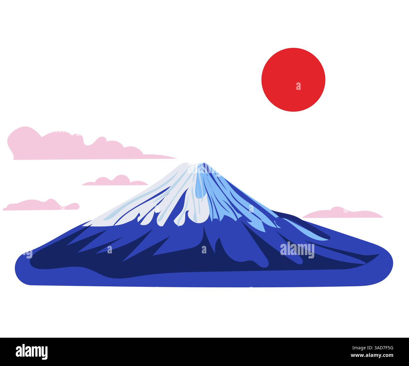 Berg fujiama isoliert, japanische Landschaft, für Poster, flache Vektor Stock Vektor