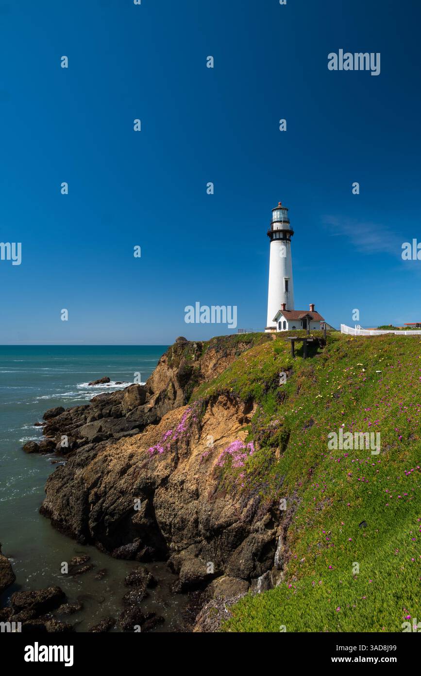 Pigeon Point Leuchtturm und Klippen an der Pazifikküste Stockfoto