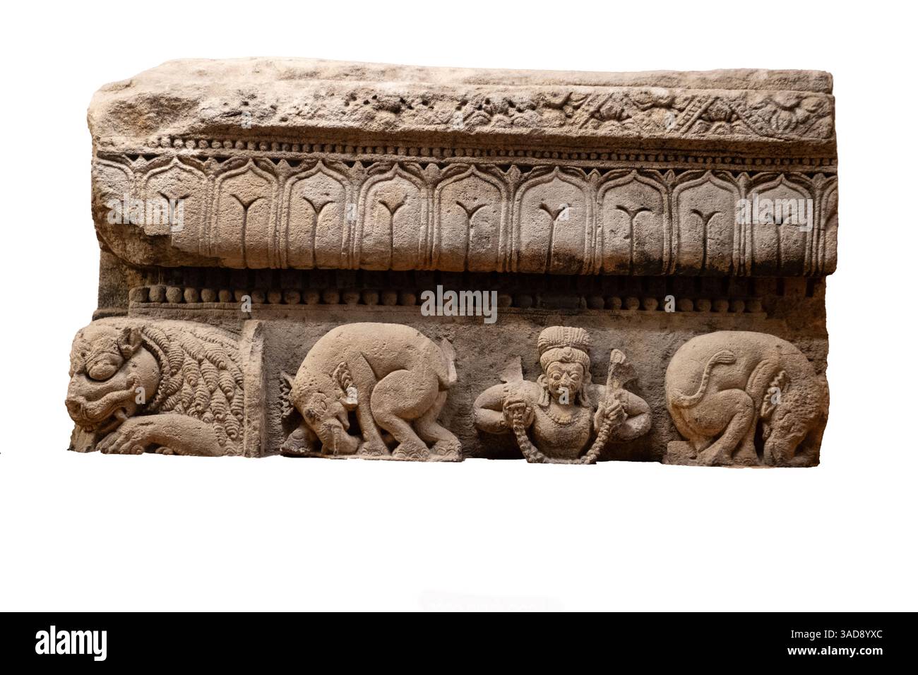 Eine Tafel vom Shatrughneswara-Tempel. Dieses Panel gehört zur Zeit des frühen Phasentempels. D. h. Satrughaneswar, Parsurameswar usw. 750-900 n. Chr Stockfoto