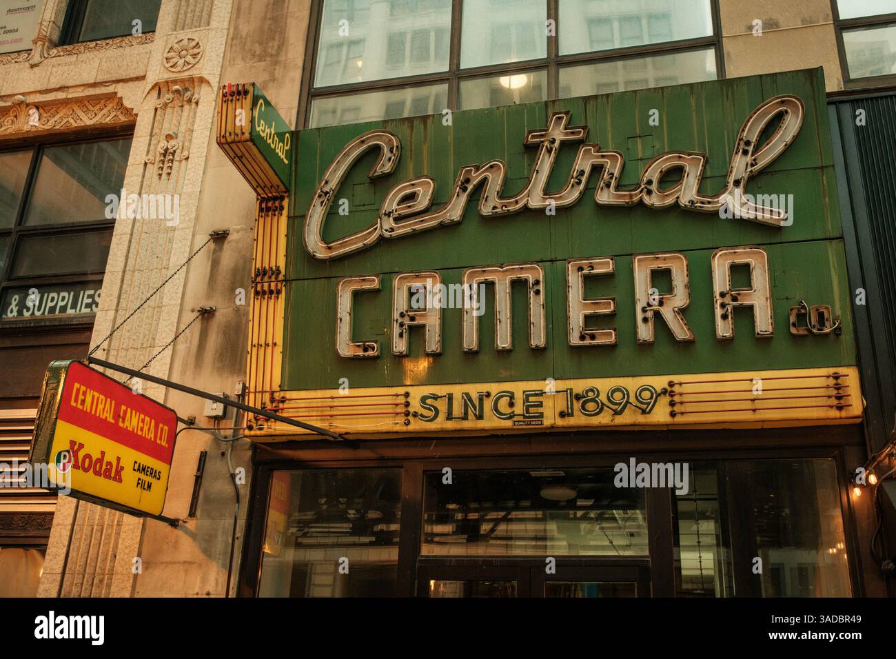 Vintage-Schild der Central Camera Company in Chicago, Illinois Stockfoto Vintage-Schild der Central Camera Company in Chicago, Illinois Stockfoto