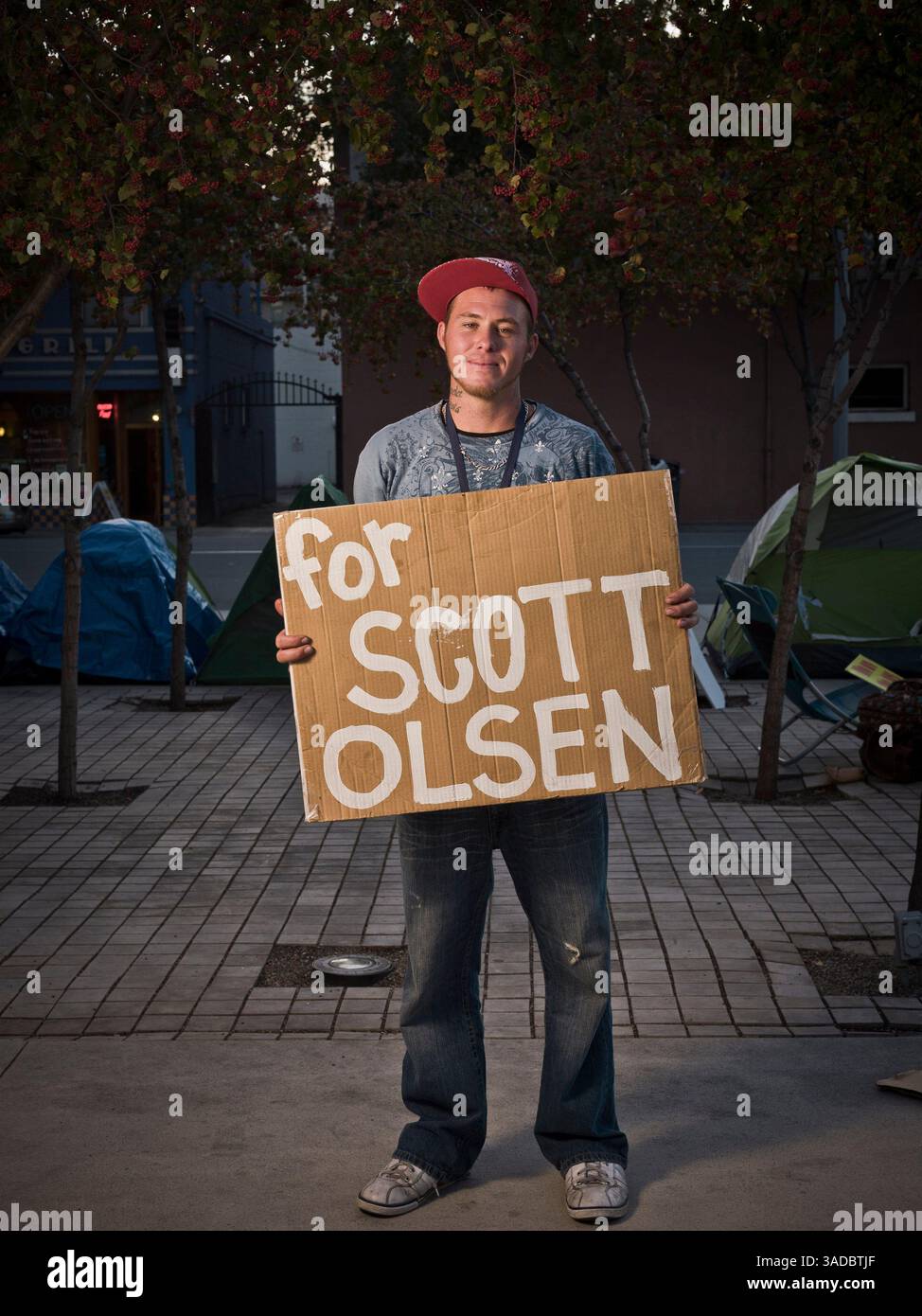 9. November 2011 - San Jose, Kalifornien, USA - A.J. at Occupy San Jose. (Kreditbild: © David I. Gross/zReportage.com/ZUMA) Stockfoto
