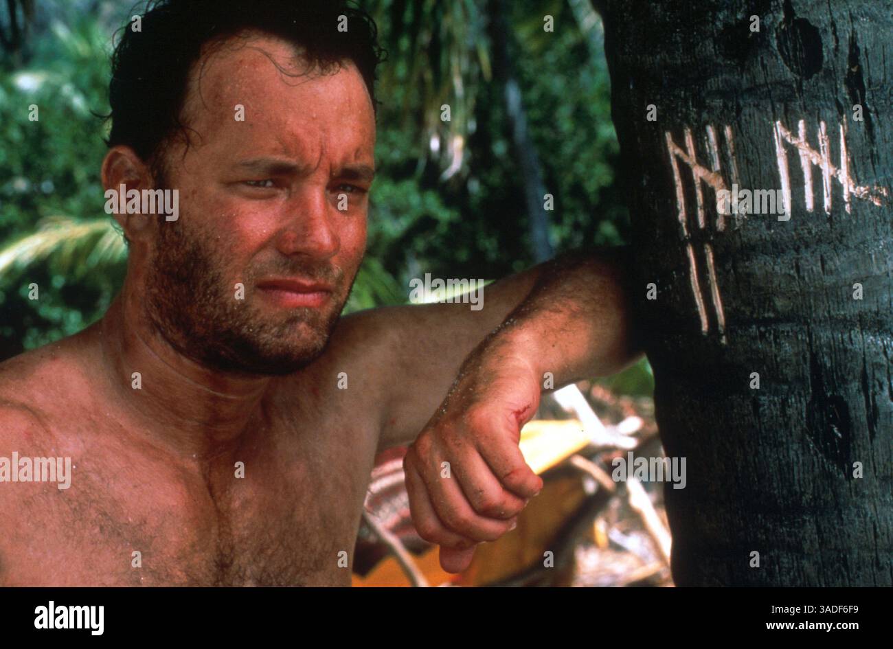 April 2001; Hollywood, Kalifornien, USA; Schauspieler TOM HANKS (Chuck Noland) mit der Hauptrolle im Fox-Film „Cast Away“. (Kreditbild: Auto Images/ZUMAPRESS.com) Stockfoto