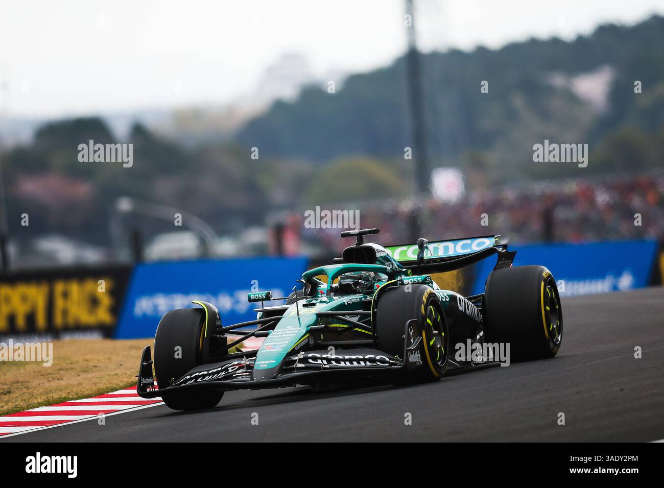 18 WALK Lance (CAN), Aston Martin F1 Team AMR25, Action während des Formel 1 Lenovo Japanese Grand Prix 2025, 3. Runde der FIA Formel 1 Weltmeisterschaft 2025 vom 4. Bis 6. April 2025 auf dem Suzuka Circuit in Suzuka, Japan Stockfoto