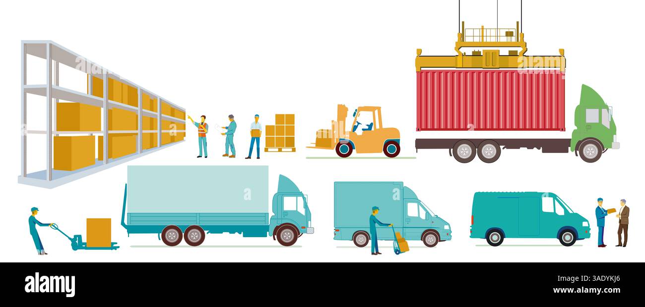 Logistikindustrie, Versand und Lieferung, Abbildung Stockfoto