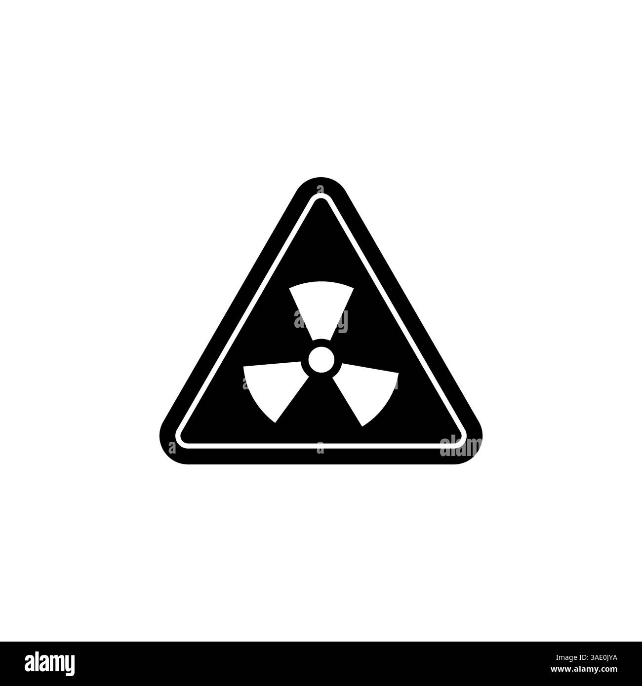Dreieckiges Strahlungssymbol in schwarzer Farbe auf weißem Hintergrund, radioaktiver Abfall oder Gefahr Stock Vektor