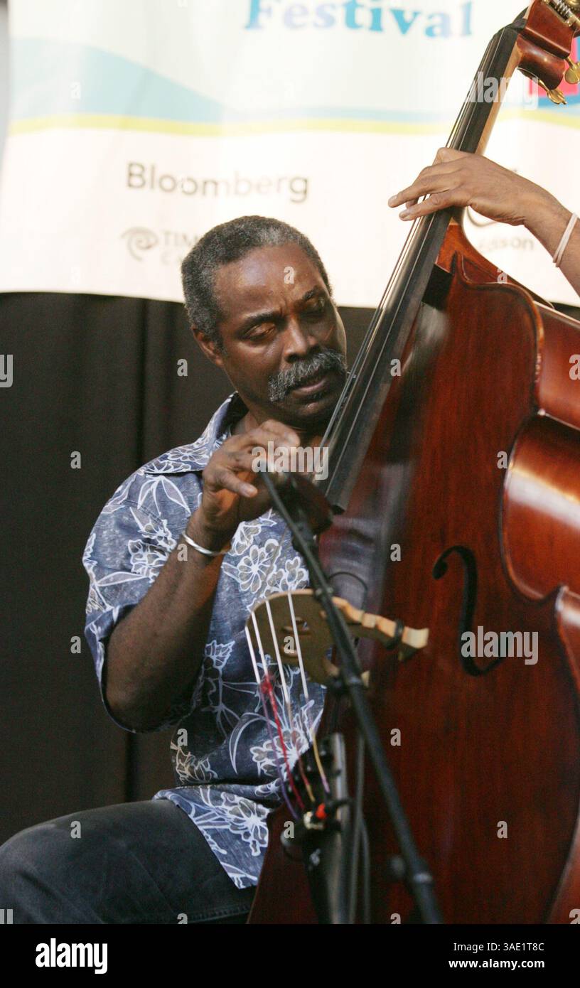 August 2008 – New York, NY, USA – Bassist ALEX BLAKE tritt 2008 beim Charlie Parker Jazz Festival im Tompkins Square Park auf (Bild: Nancy Kaszerman/ZUMAPRESS.com) Stockfoto