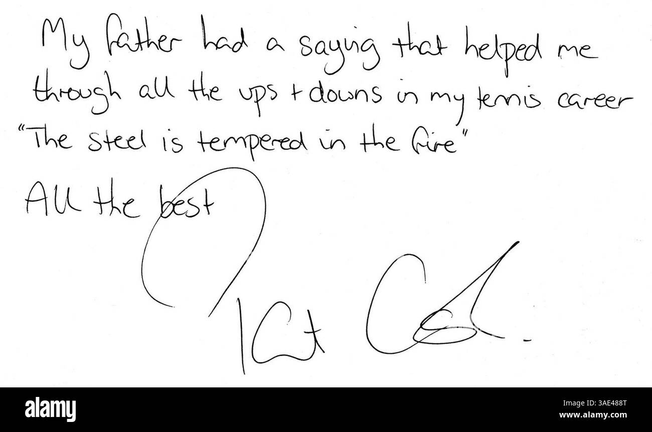 Dezember 2001; Madrid, SPANIEN; nur Verkauf in den USA! Tennisspieler PAT CASH zitiert seinen Vater für die fotografische Ausstellung des Fotografen ALISTAIR MORRISON „REFLECT“. Erlöse kommen bedürftigen Kindern zugute. (Kreditbild: Remi Agency/ZUMAPRESS.com) Stockfoto