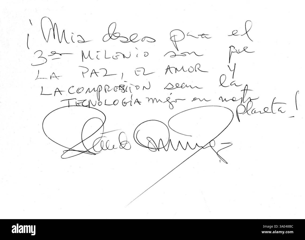 Dezember 2001; Madrid, SPANIEN; nur Verkauf in den USA! Der Schauspieler PLACIDO DOMINGO legt seine Gedanken für die fotografische Exposition des Fotografen ALISTAIR MORRISON „REFLECT“ auf Papier. Erlöse kommen bedürftigen Kindern zugute. (Kreditbild: Remi Agency/ZUMAPRESS.com) Stockfoto