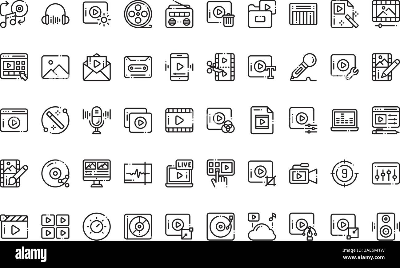 Hochwertige Sammlung von Vektorsymbolen mit editierbarer Kontur. Ideal für professionelle und kreative Projekte Stock Vektor