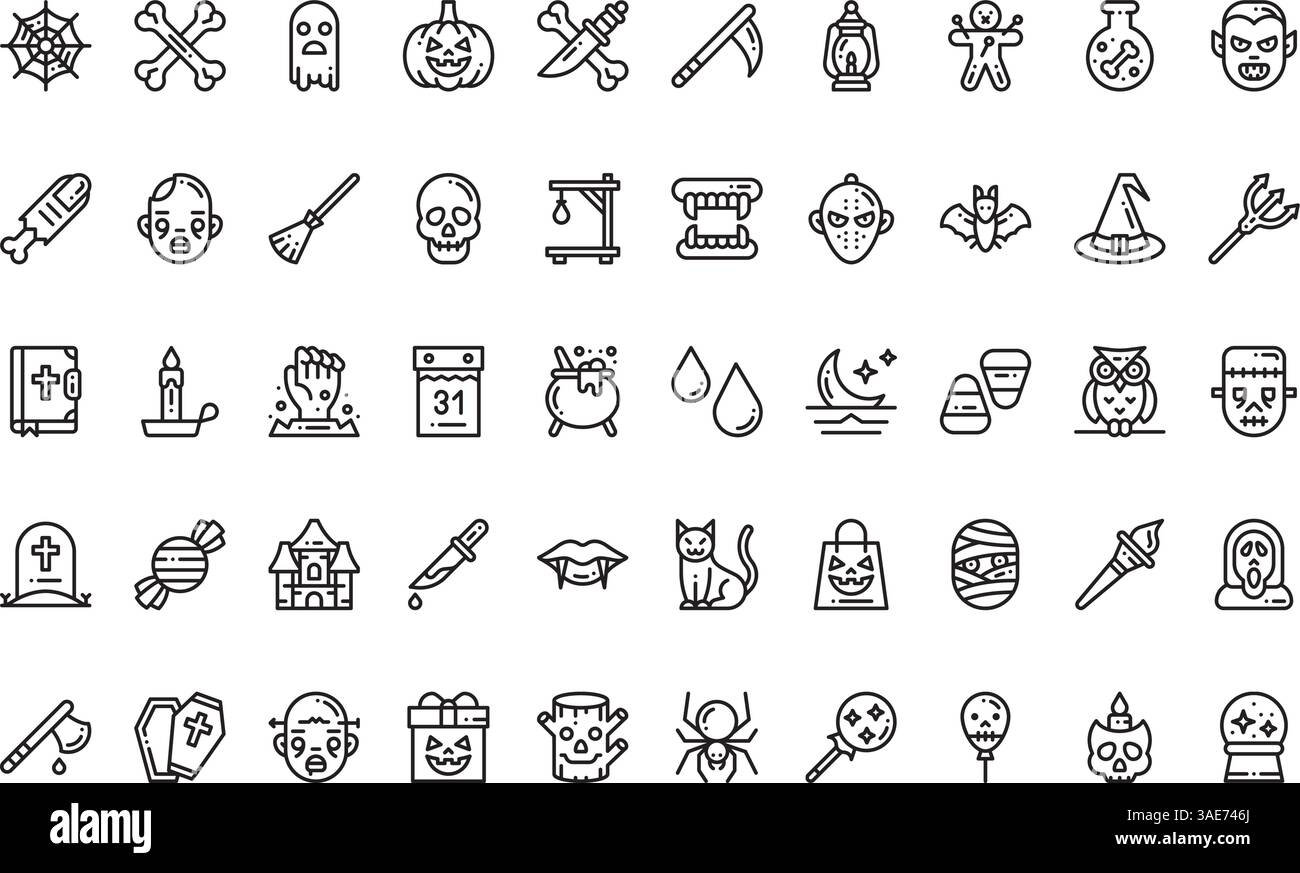 Hochwertige Sammlung von Vektorsymbolen mit editierbarer Kontur. Ideal für professionelle und kreative Projekte Stock Vektor