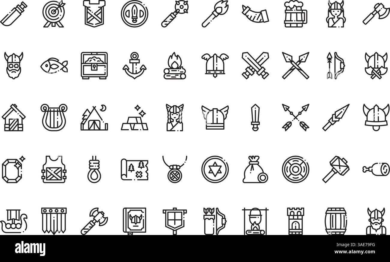 Viking Icons hochwertige Vektorsymbole mit editierbarer Kontur. Ideal für professionelle und kreative Projekte Stock Vektor