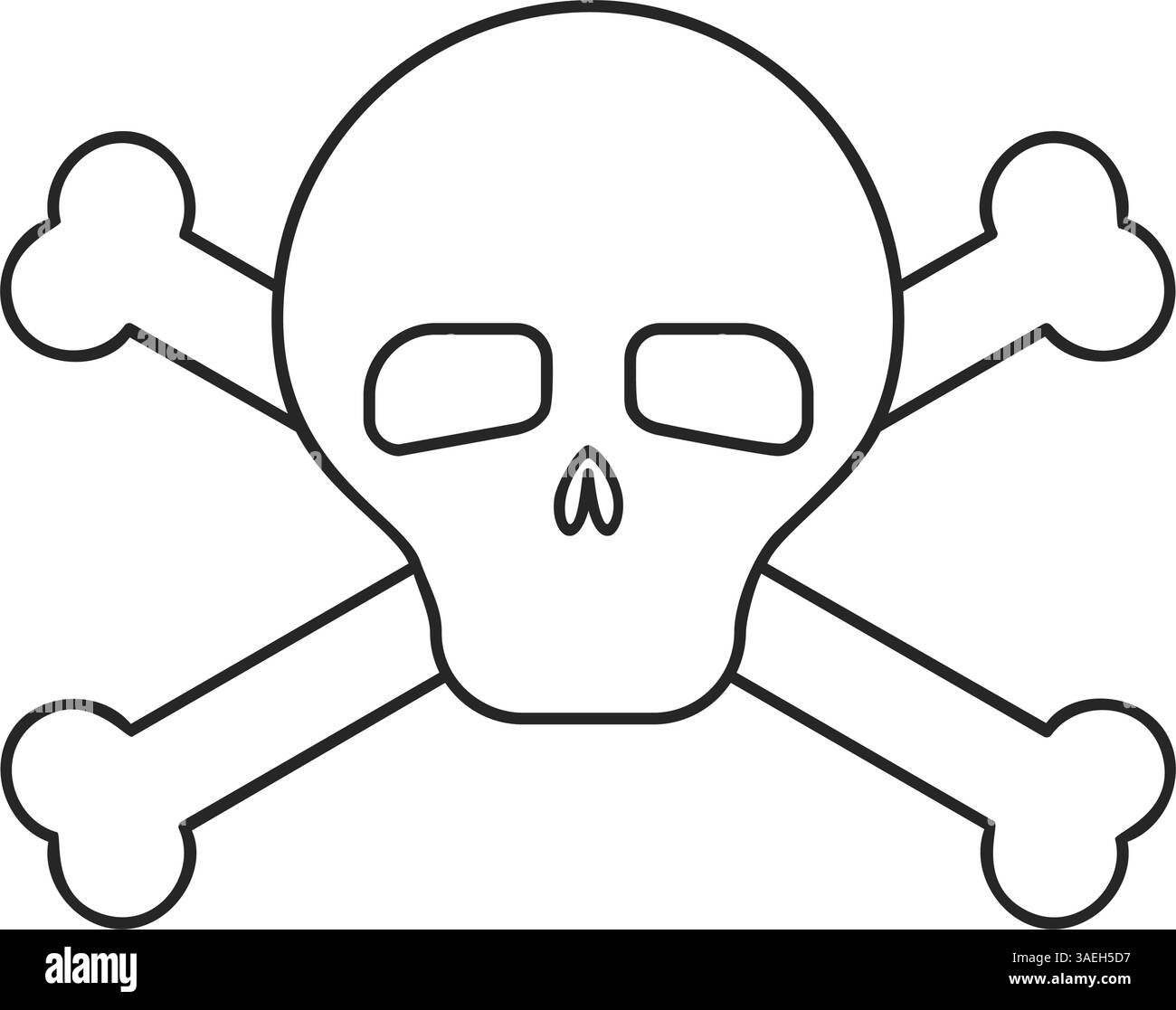 Einfaches Symbol für Schädel und Kreuzknochen im Konturvektor Stock Vektor
