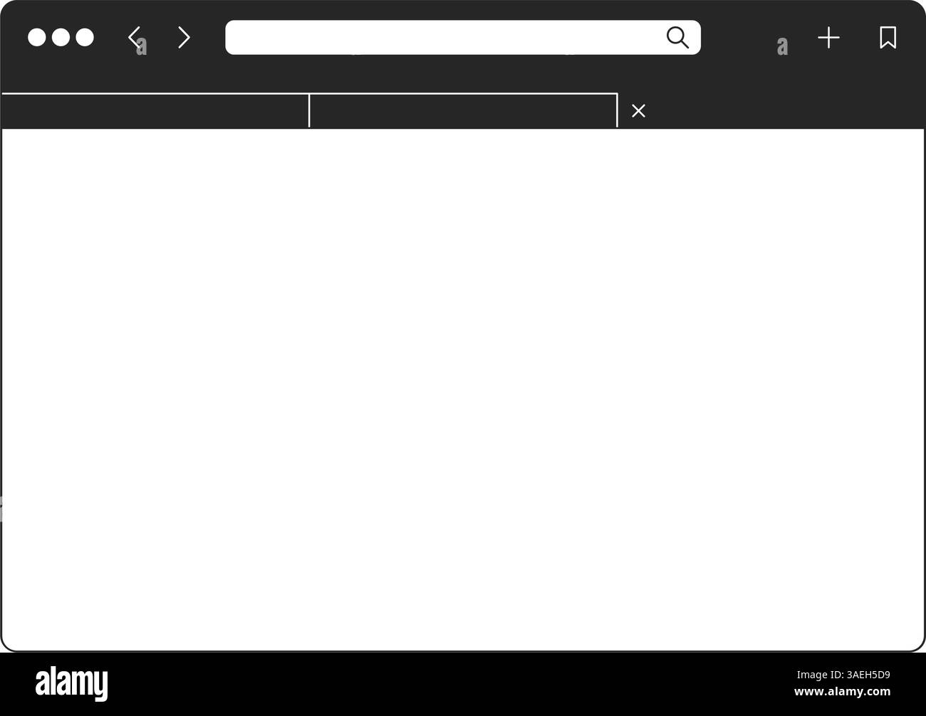 Generische Web-Browser-Oberfläche mit Registerkarten und URL-Leiste mit Textabstand Silhouette Vektorrahmen Stock Vektor