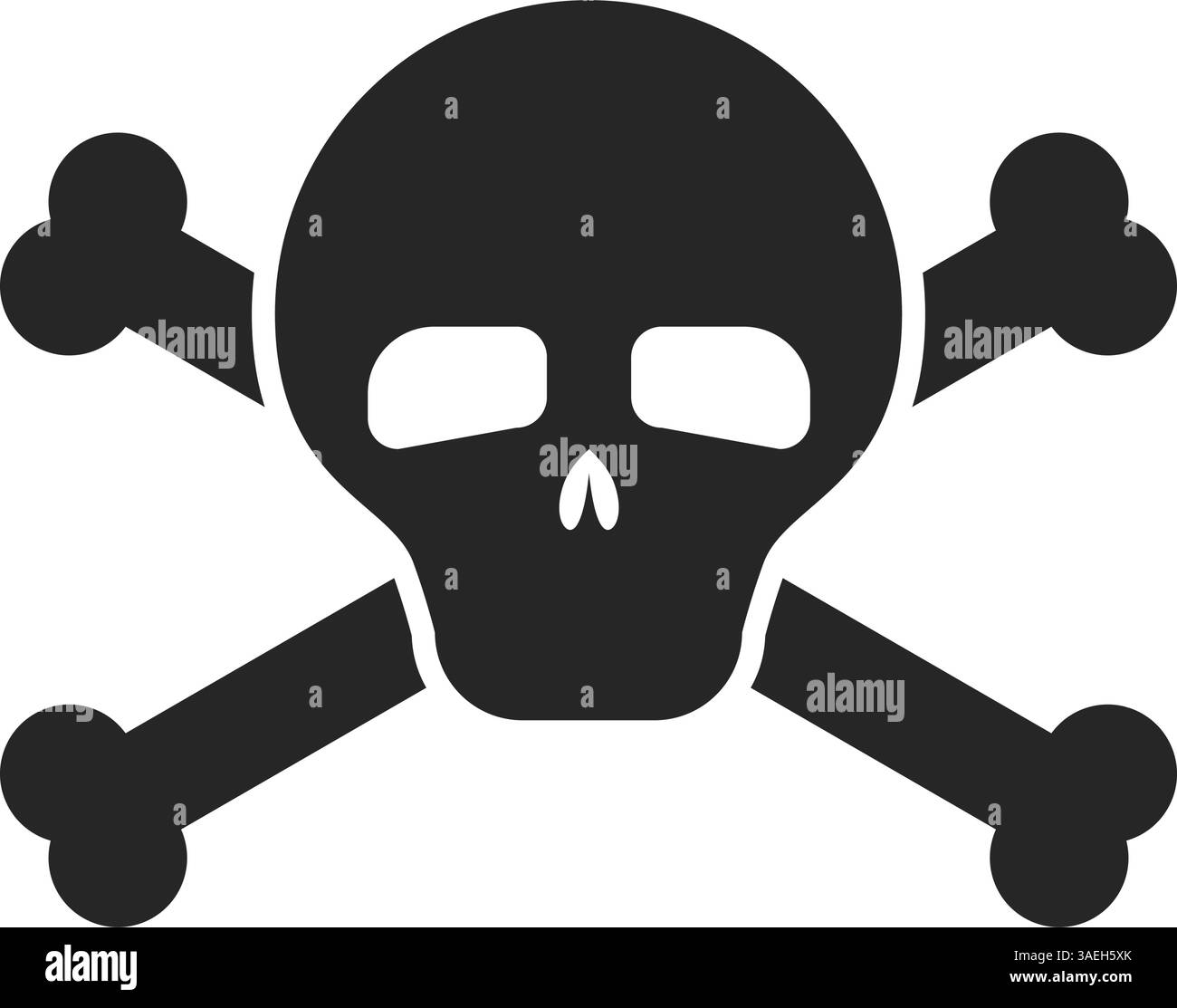 Einfaches Symbol für Schädel und Kreuzknochen in schwarzem Füllvektor Stock Vektor