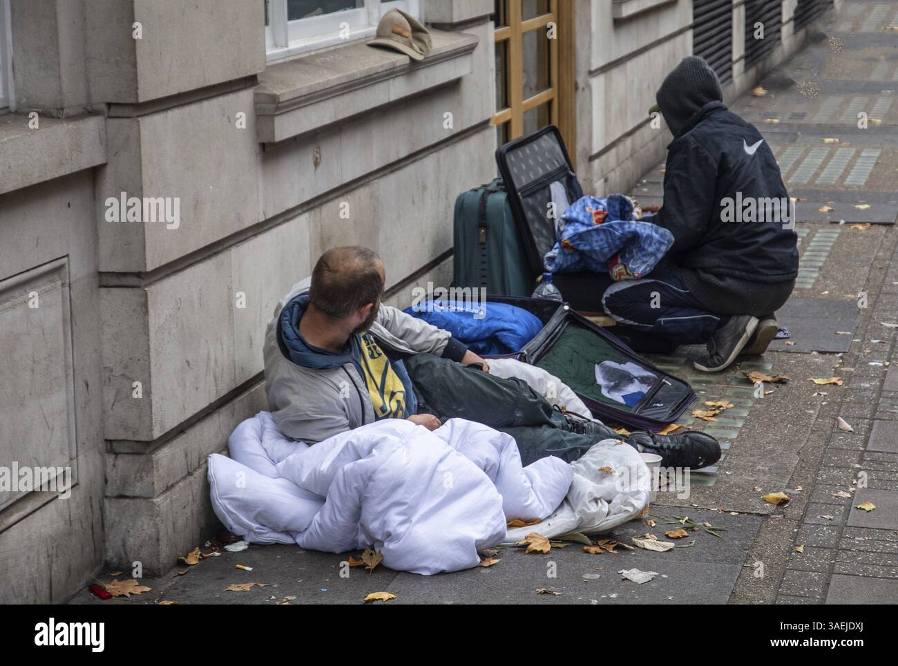 Obdachlose auf einer Straße in Bloomsbury, Camden, West End, London, England, Großbritannien, Großbritannien, Großbritannien, Europa Stockfoto