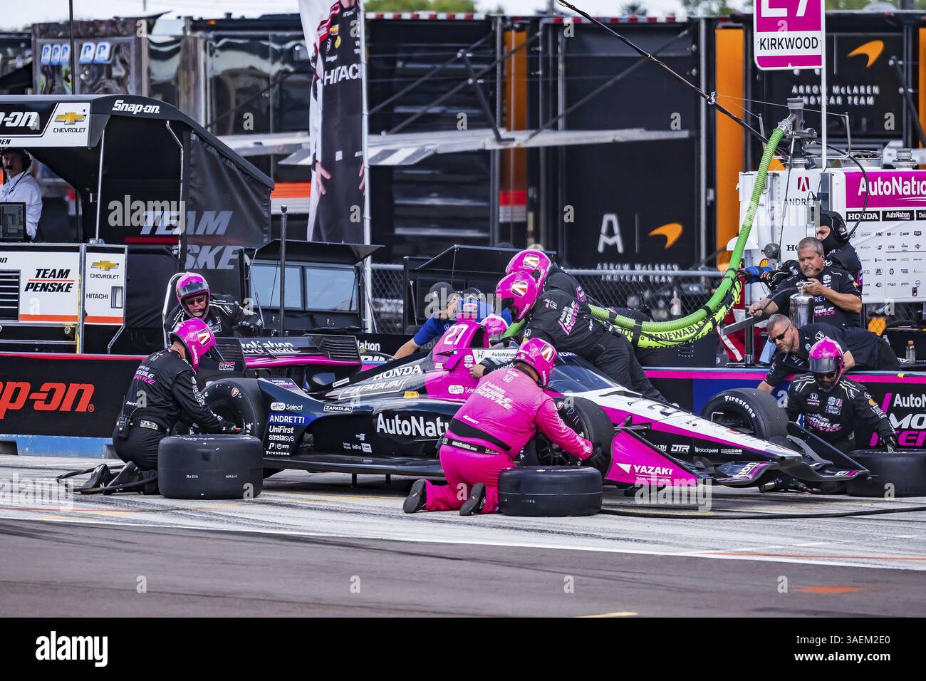 KYLE KIRKWOOD (27) USA aus Jupiter, Florida, wird während der Hy-Vee Milwaukee Mile 250 auf der Milwaukee Mile in West Allis eingesetzt Stockfoto