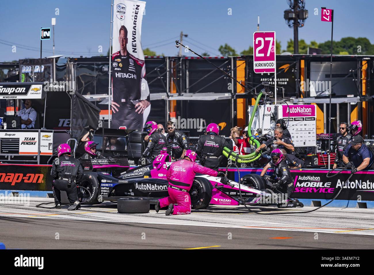 KYLE KIRKWOOD (27) USA aus Jupiter, Florida, wird während der Hy-Vee Milwaukee Mile 250 auf der Milwaukee Mile in West Allis eingesetzt Stockfoto
