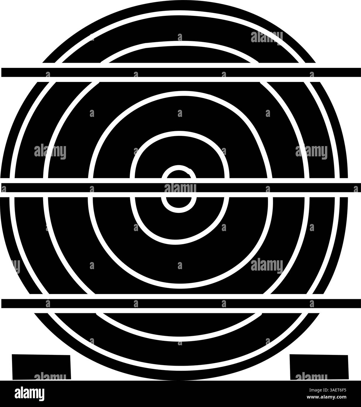 Holzfrässchnitt gestapelt schwarz handgezeichnet Symbol Stock Vektor