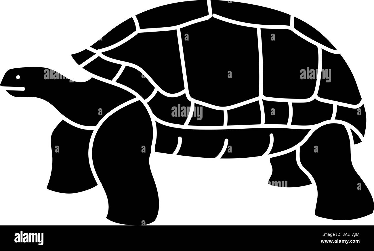 Galapagos Riesenschildkröte schwarz handgezeichnet Symbol Stock Vektor