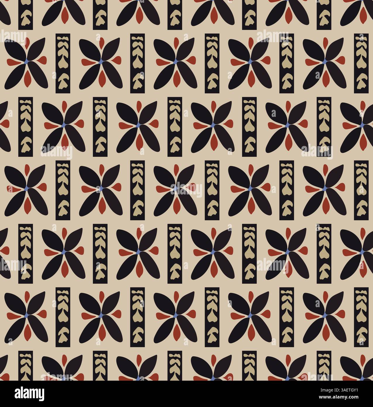 Ethnisch-geometrisch-florales-nahtloses Muster-Tribal-Design Stockfoto