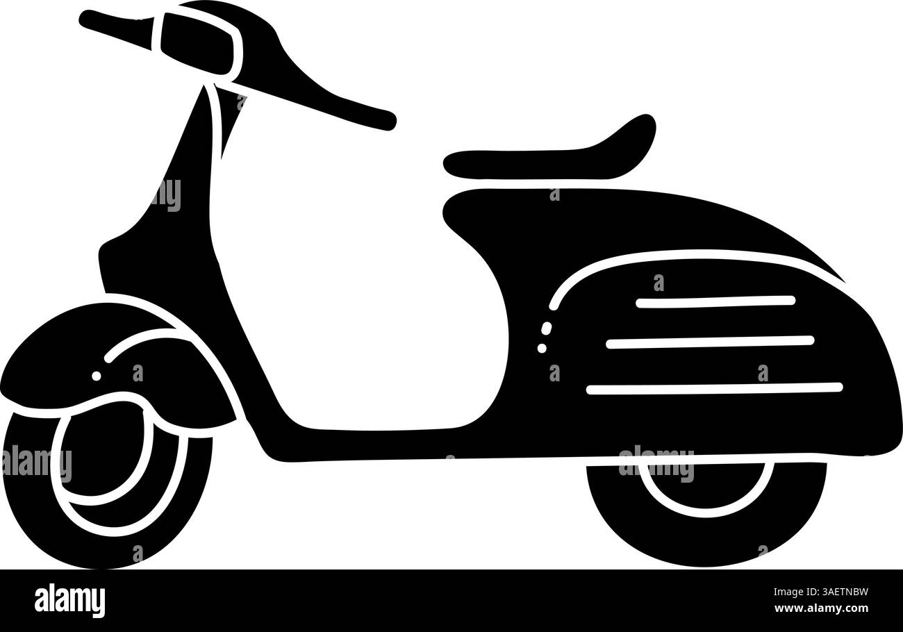 Vintage Roller schwarz handgezeichnet Symbol Stock Vektor