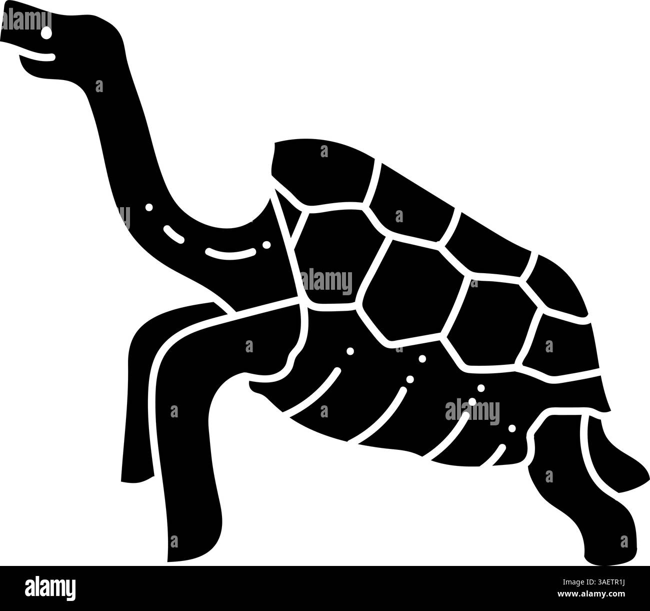 Galapagos Riesenschildkröte schwarz handgezeichnet Symbol Stock Vektor