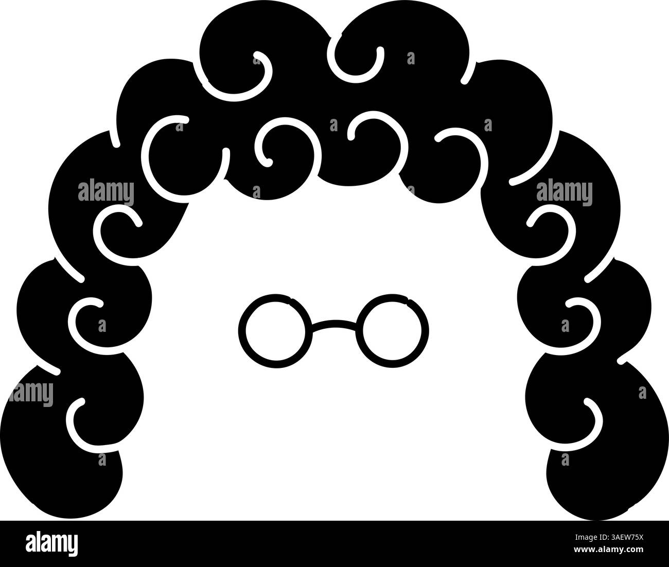 Judge Haar und Brille schwarz Hand gezeichnet Symbol Stock Vektor