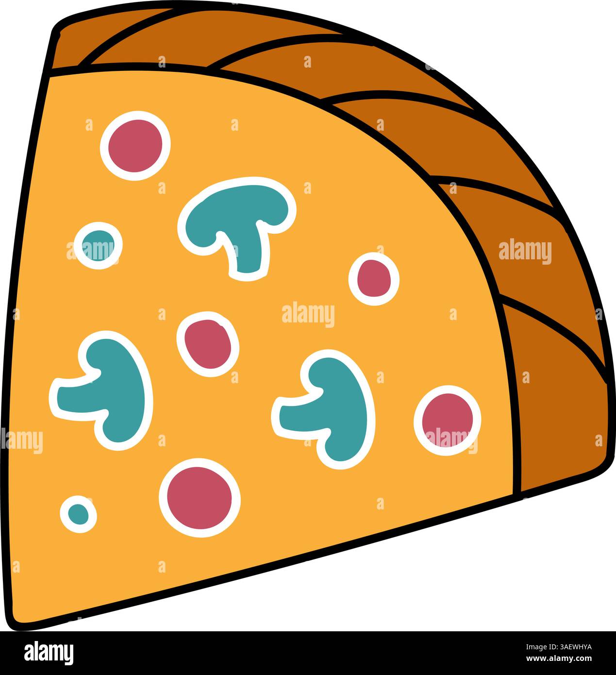 Pizza Hand gezeichnete Farbe Vektor Illustration Stock Vektor