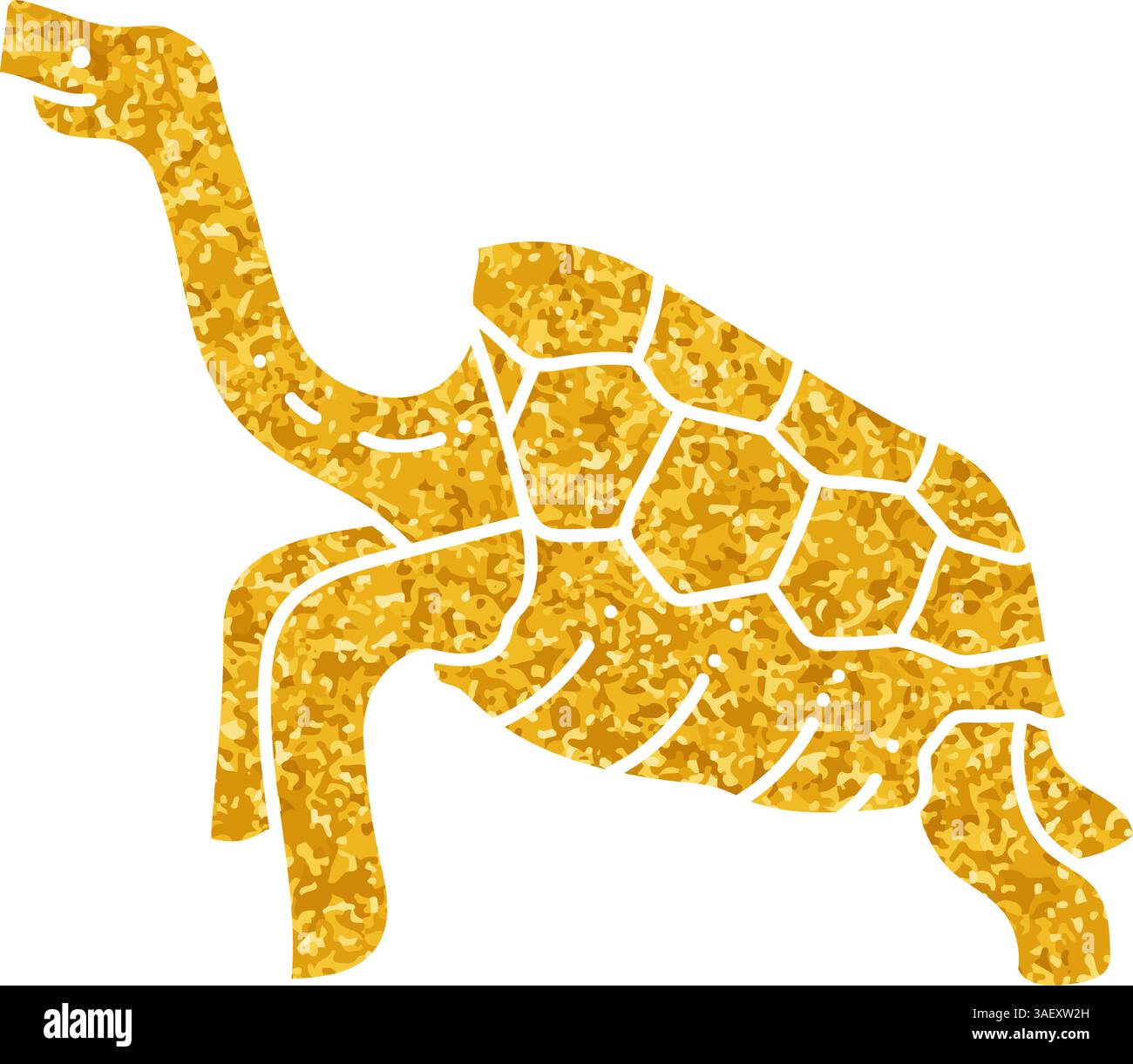 Galapagos Riesenschildkröte Zeichnung im goldenen Stil Stock Vektor