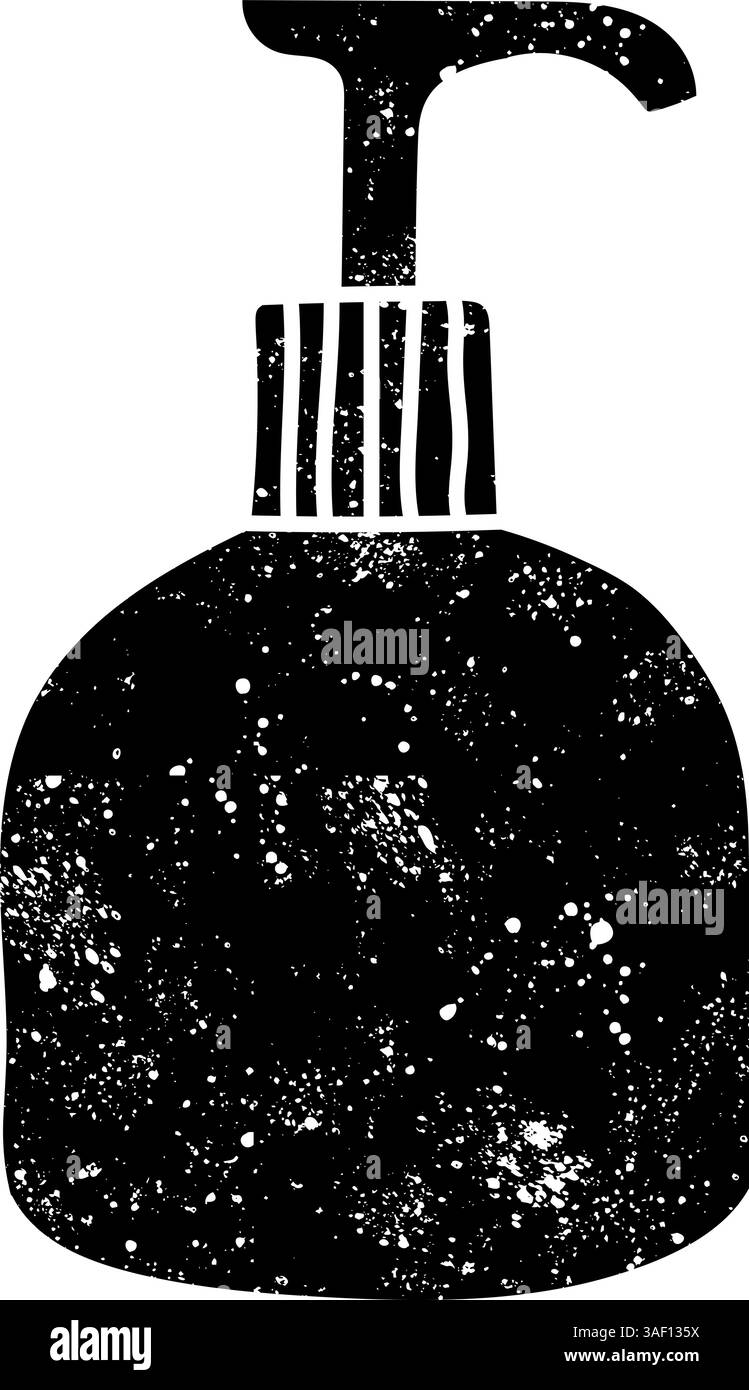 Antiseptische Desinfektionsflasche schwarz Hand gezeichnet Symbol im Grunge-Look Stock Vektor