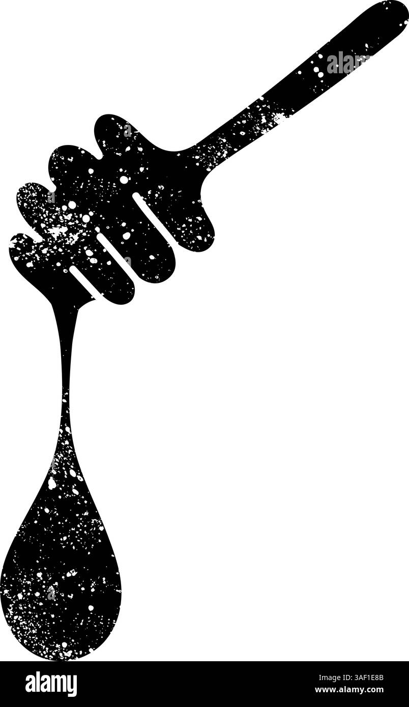 Honigschwarzes handgezeichnetes Symbol im Grunge-Look Stock Vektor