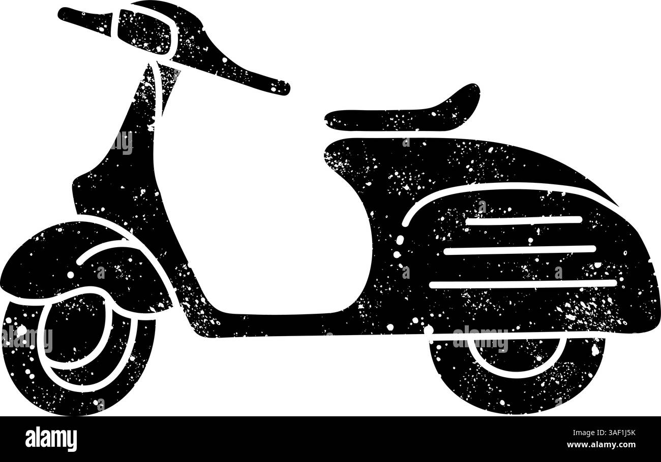 Vintage Roller schwarz handgezeichnet Symbol im Grunge-Look Stock Vektor