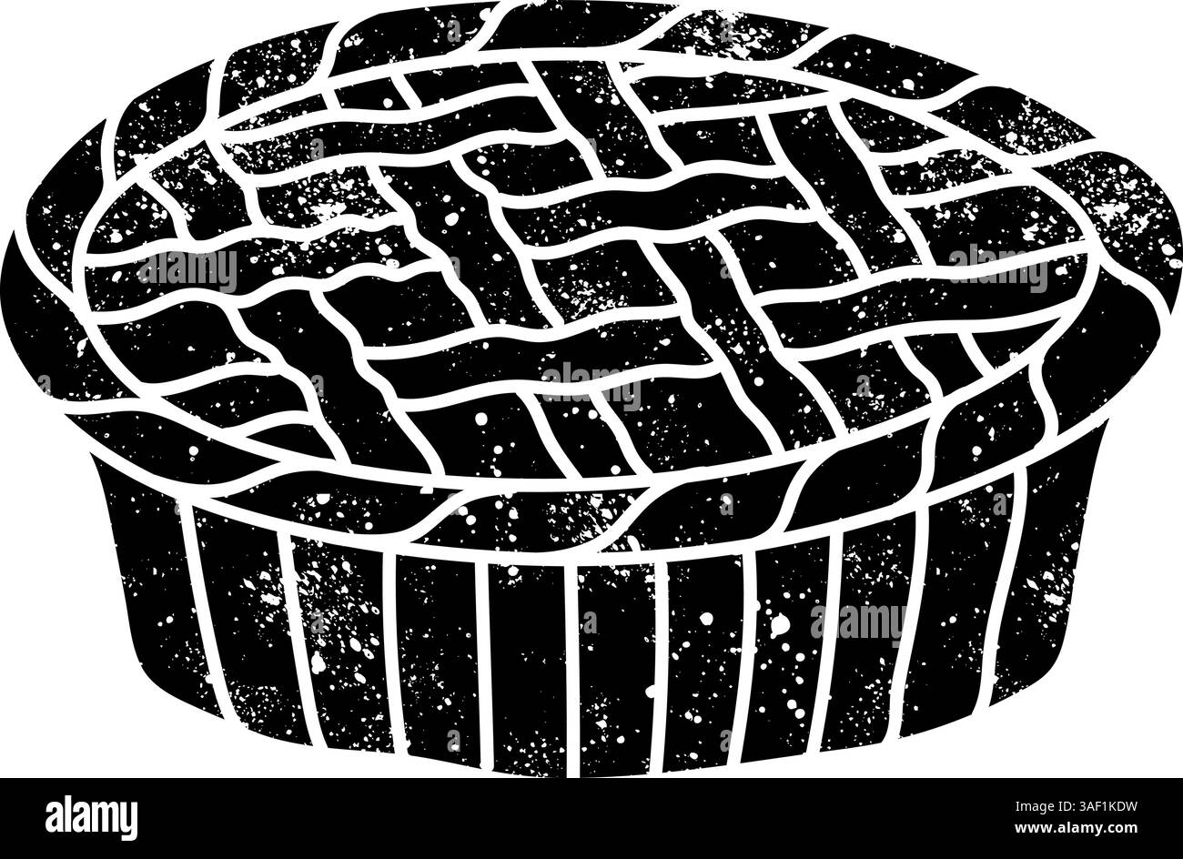 Schwarzes handgezeichnetes Tortensymbol im Grunge-Look Stock Vektor