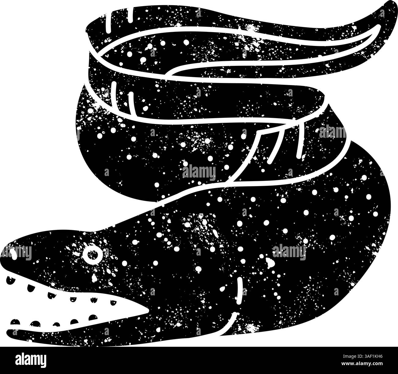 Moray Aal schwarz handgezeichnet Symbol im Grunge-Look Stock Vektor