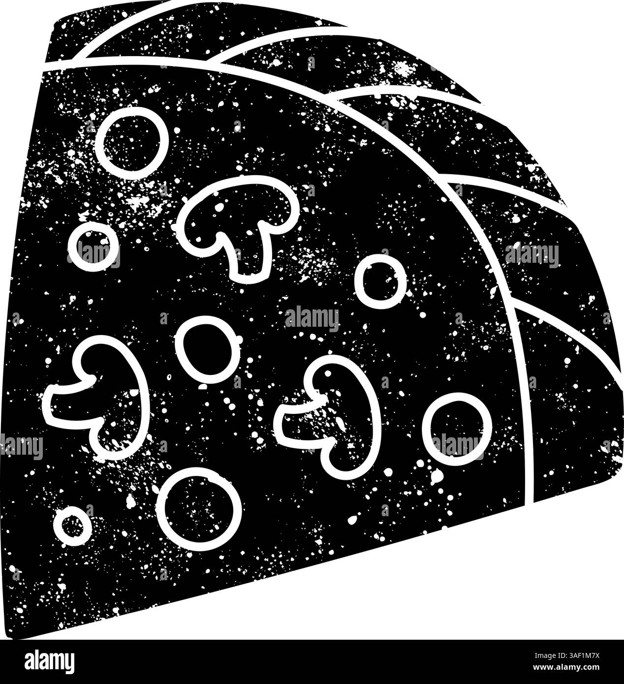 Pizzaschwarzes handgezeichnetes Symbol im Grunge-Look Stock Vektor