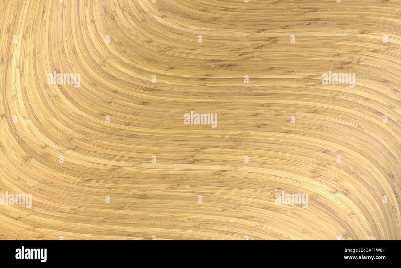 Hellbraune Bambusholzstruktur, die eine gekrümmte Form 3D bildet Stockfoto