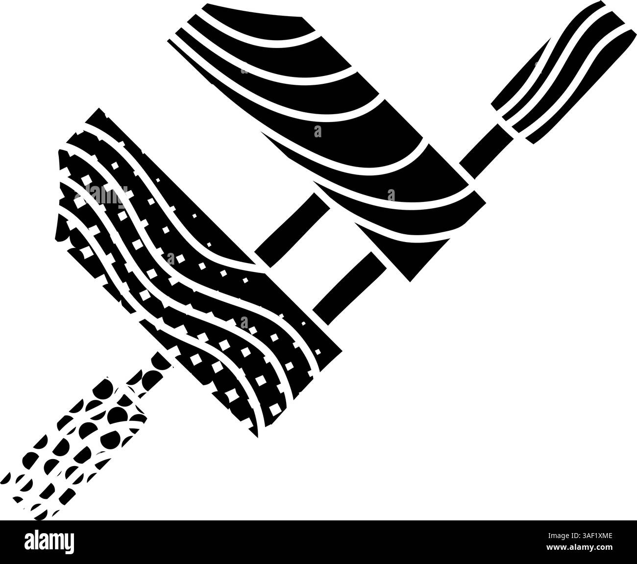 Holzklemme, schwarz, handgezeichnetes Symbol im Halbtonstil Stock Vektor