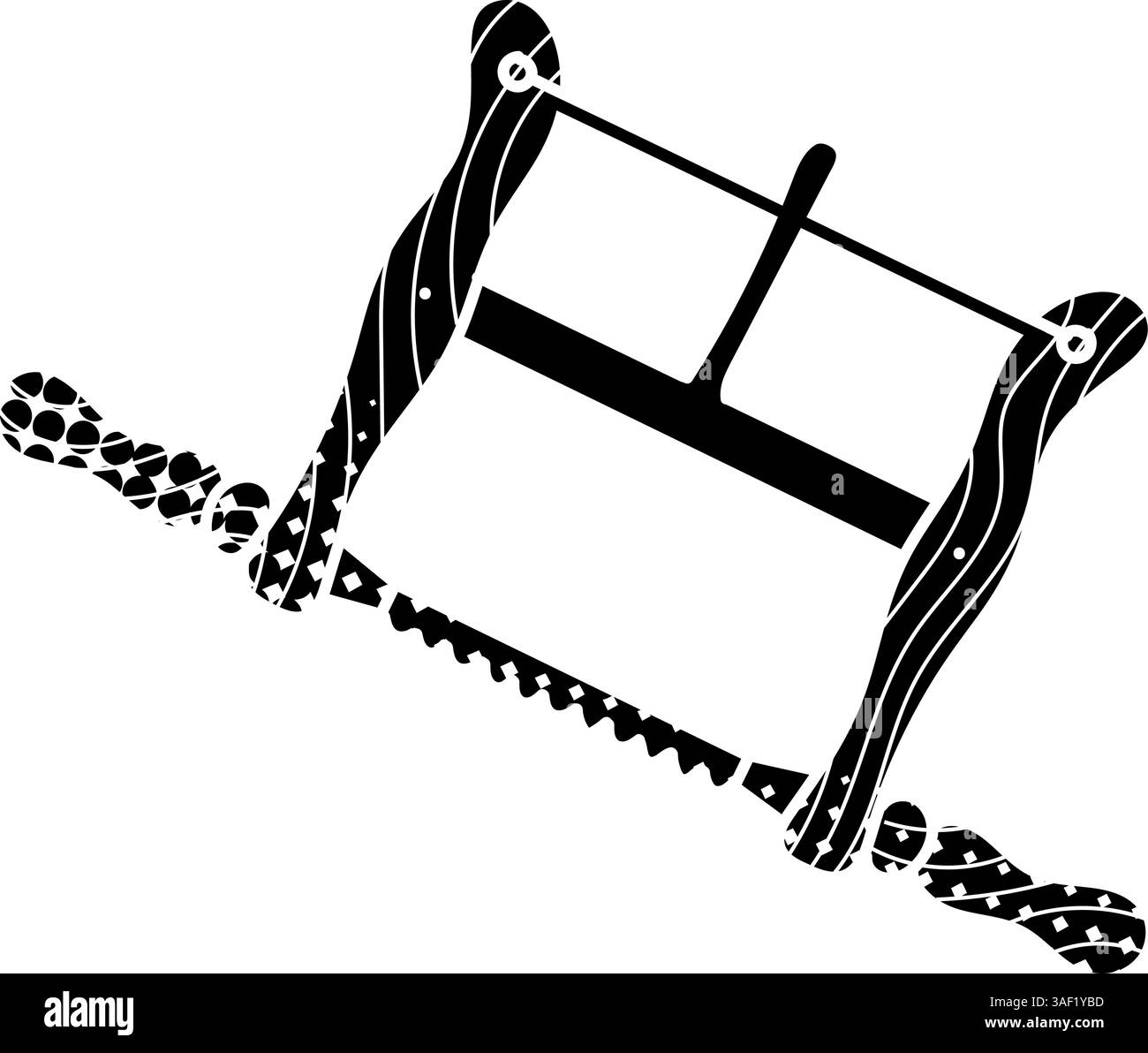Vintage-Kreuzsäge Holz schwarz handgezeichnet Symbol im Halbton-Stil Stock Vektor