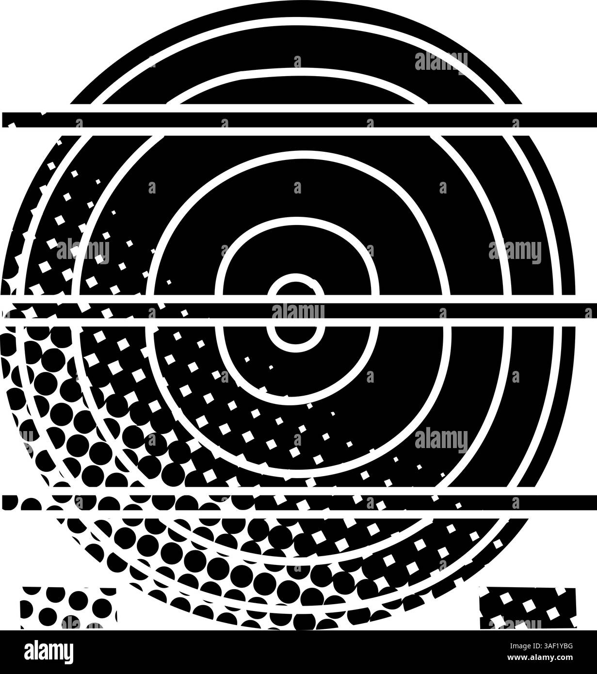 Holzfrässchnitt gestapeltes schwarzes handgezeichnetes Symbol im Rasterstil Stock Vektor