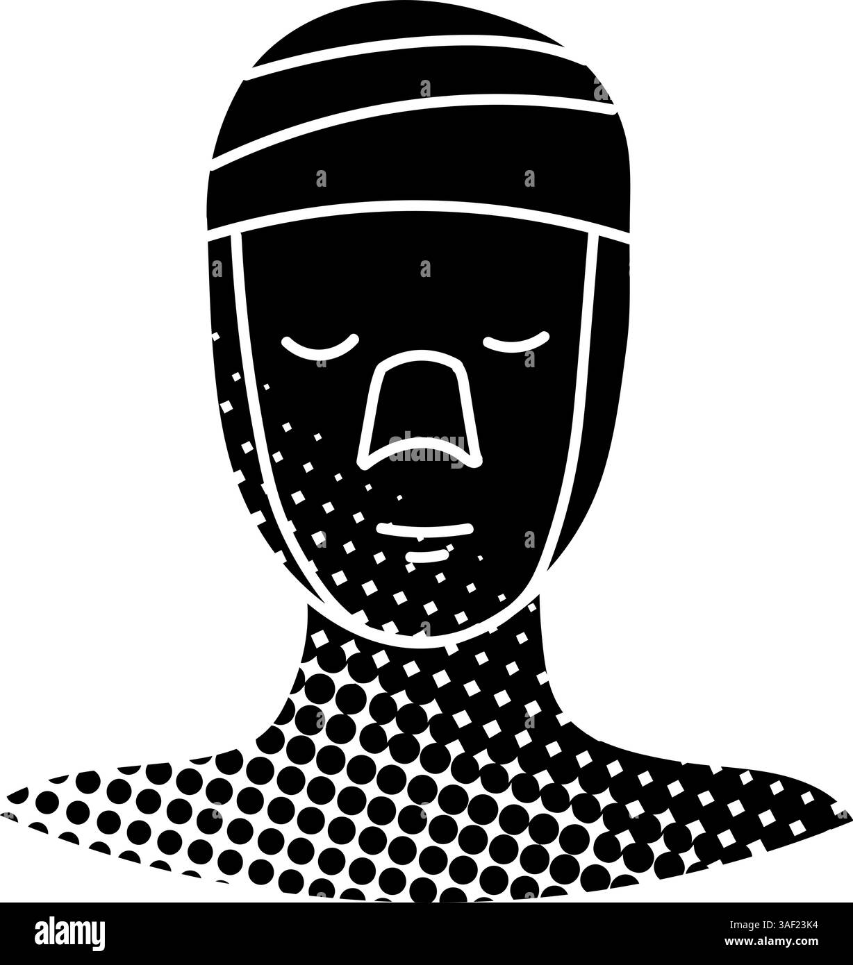 Frauen Schönheit Gesicht plastische Chirurgie Gesicht und Schlinge Augmentation schwarz Hand gezeichnet Symbol in Halbton Textur Stil Stock Vektor