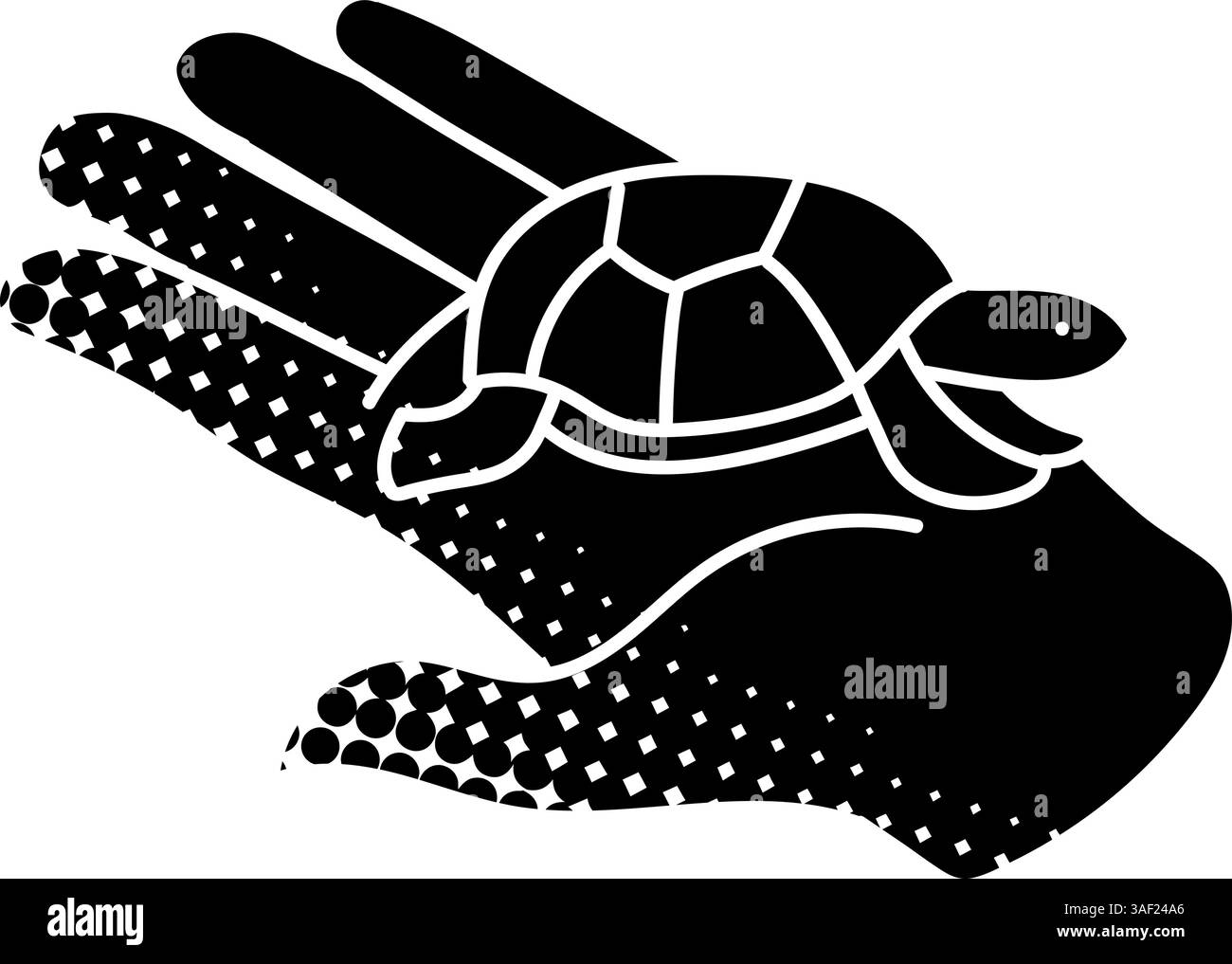 Tier neu geschlüpfte Schildkröte Baby schwarz handgezeichnet Symbol im Halbton-Stil Stock Vektor