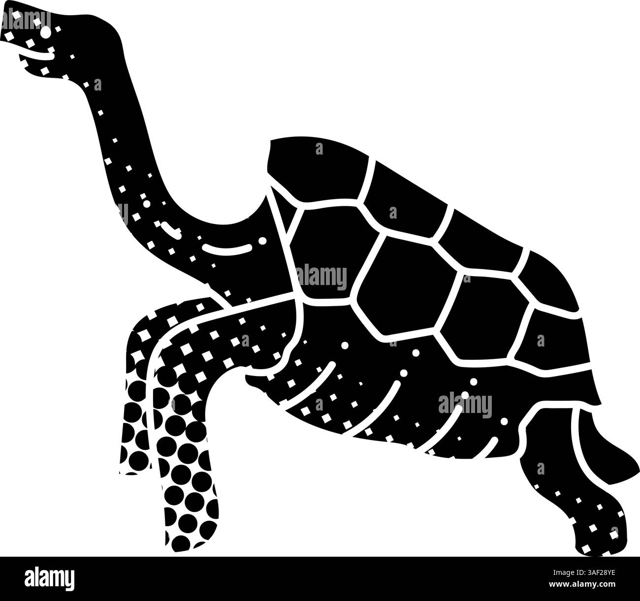 Galapagos Riesenschildkröte Schwarz handgezeichnetes Symbol im Halbtonstil Stock Vektor