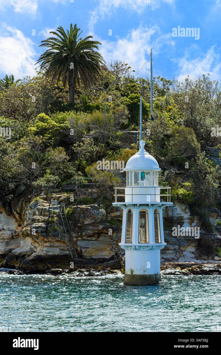 Robertsons Point Lighthouse am südlichen Ende des Cremorne Reserve, Cremorne Point, Sydney, New South Wales, Australien Stockfoto