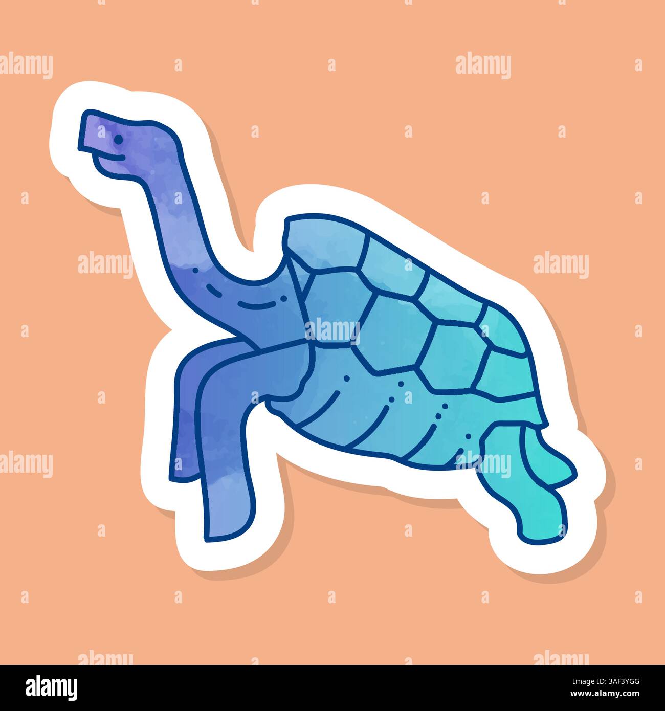 Galapagos Riesenschildkröte Farbaufkleber Stock Vektor