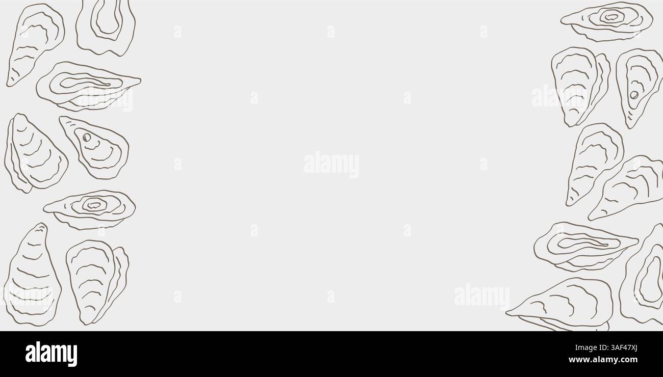 Line Art Austern Hintergrund. Meeresfrüchte-Illustration Stock Vektor