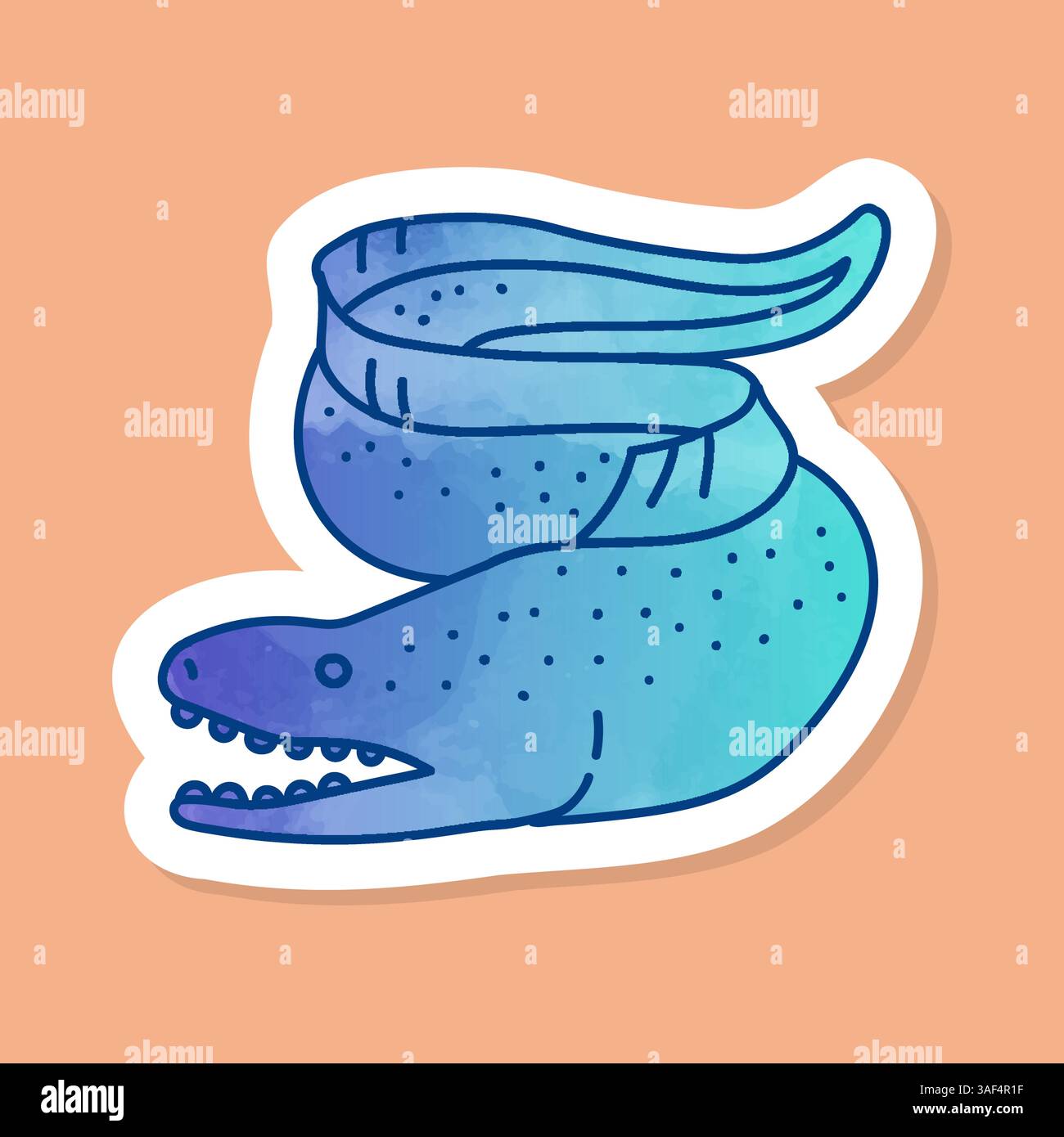 Farbaufkleber Moray Aal Stock Vektor