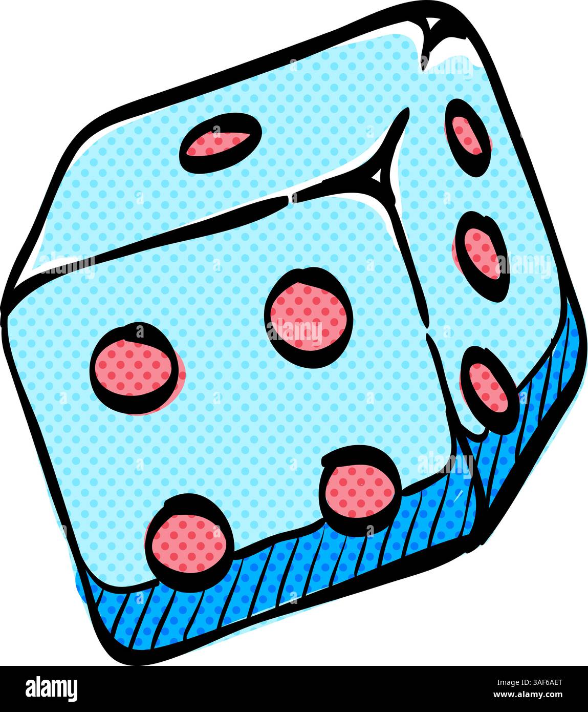 Würfel Halbton-Symbol Hand gezeichnete Farbvektor-Illustration Stock Vektor