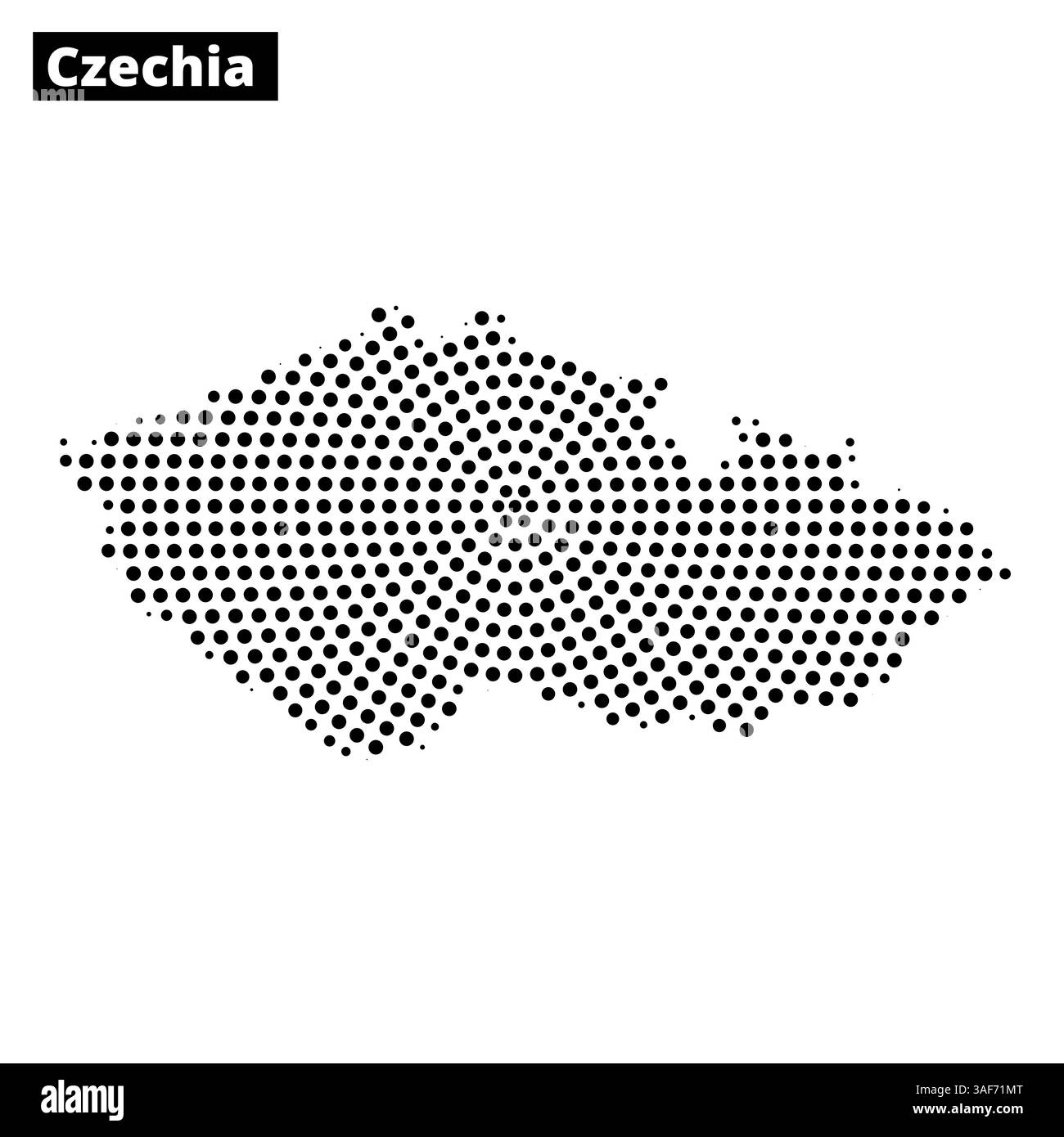 Eine gepunktete Karte von Tschechien zeigt seine Grenzen und geografischen Merkmale in einer künstlerischen Darstellung. Stock Vektor